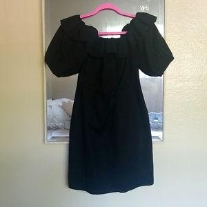 Black linen blended dress